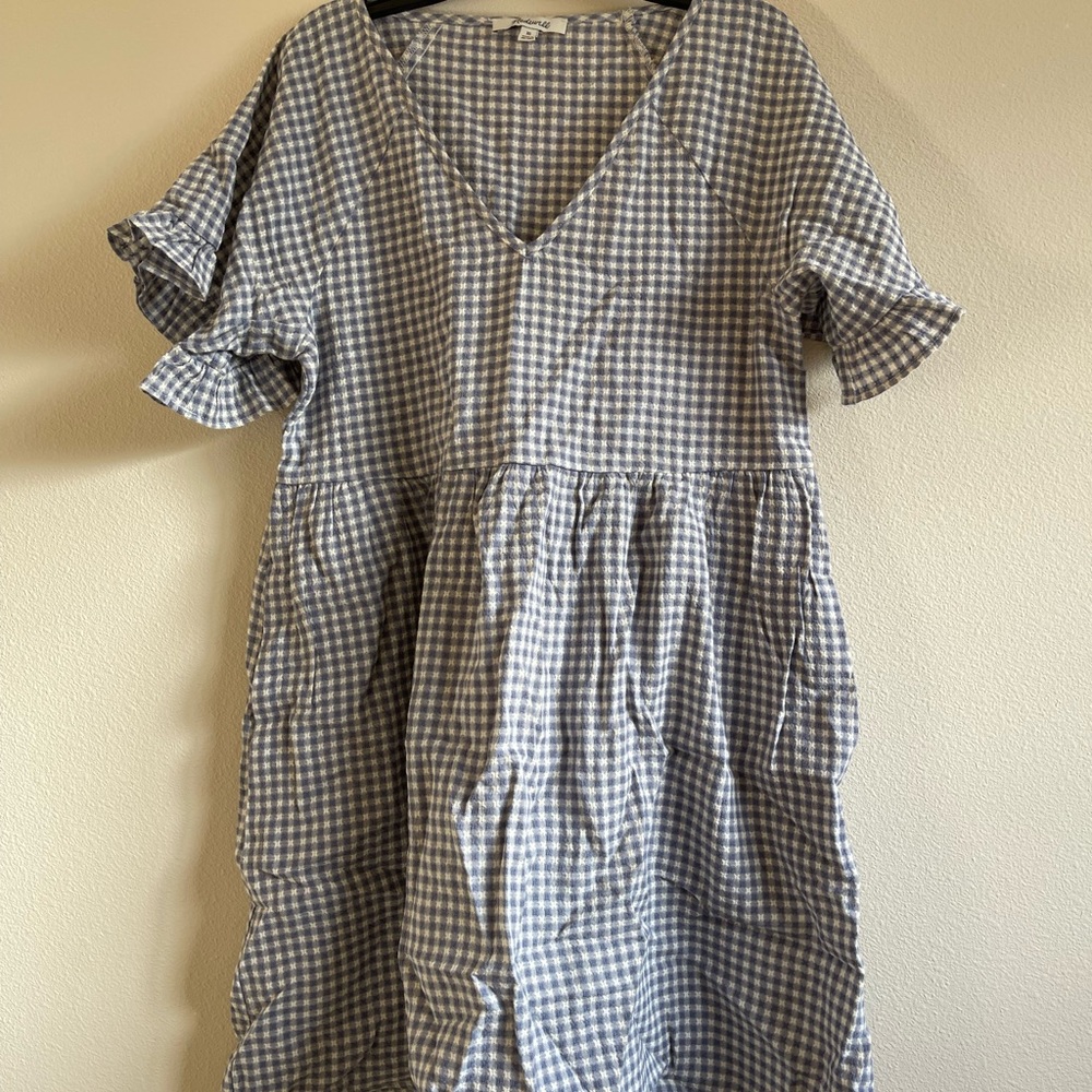 Madewell Black and White Flutter Sleeve Mini Dress